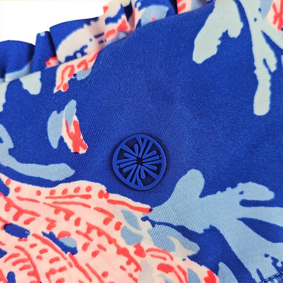 Lilly Pulitzer Weekend High-Rise Ruffle Shorts Borealis Blue Swim On Over - Picture 6 of 8